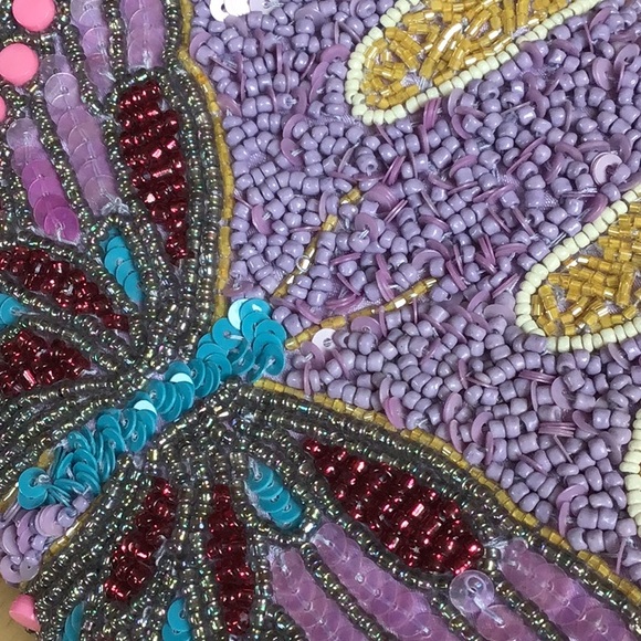 Anthro RARE Beaded Butterfly Crossbody Bag / Evening Clutch - Picture 12 of 14